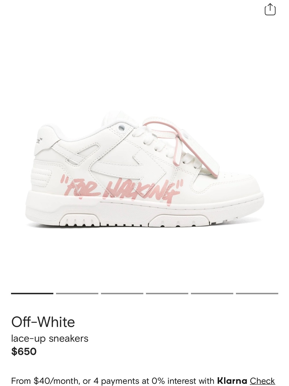 Off-White White Sneakers “For Walking” Pink